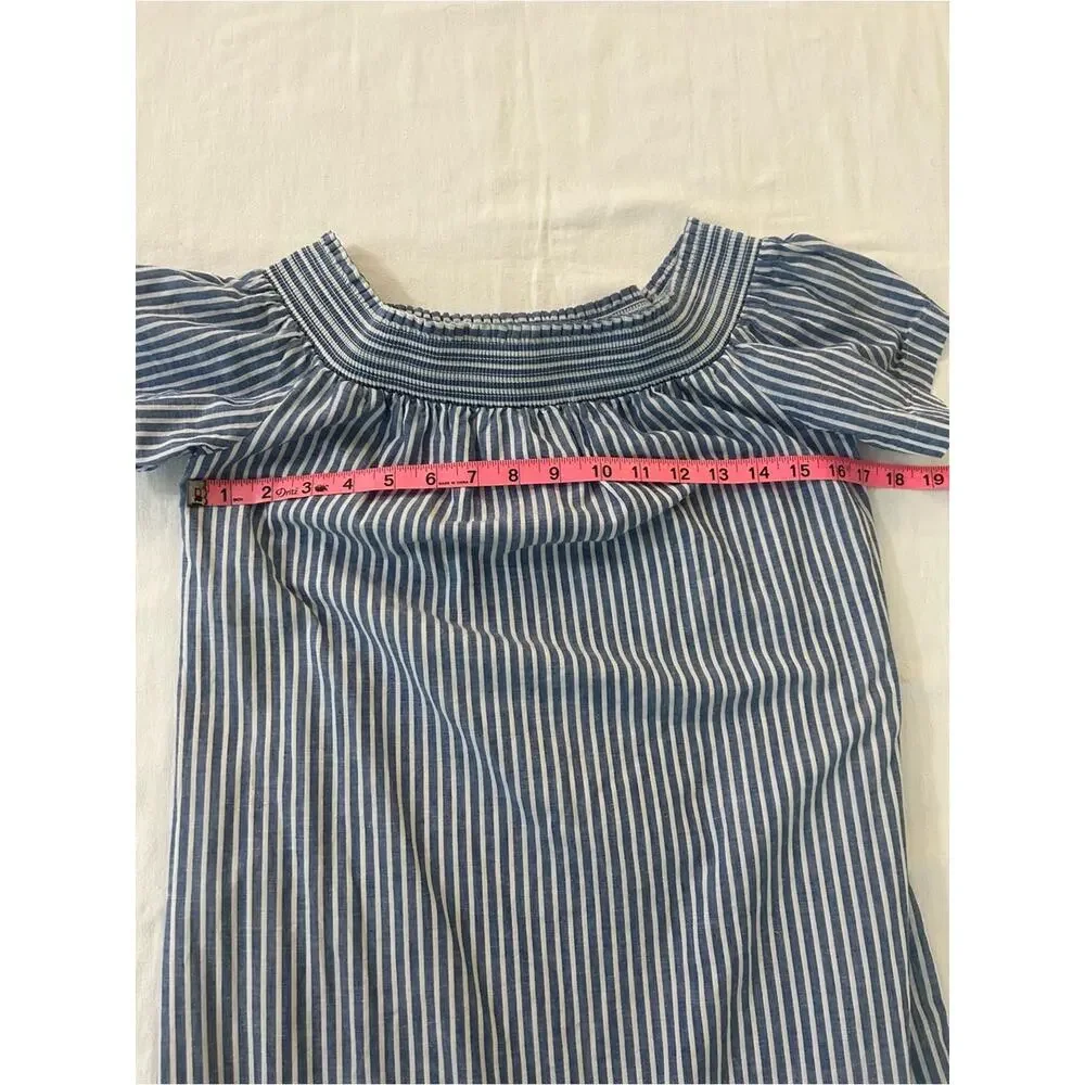 NWT J.Crew Factory Size 0 Blue Stripe Coastal Preppy Linen Shift Dress